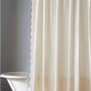 NWT Maeve by Anthropologie Embroidered Scalloped Cotton Shower Curtain